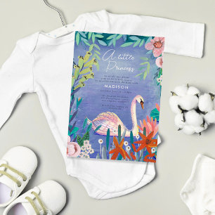 Niedlicher Swan Bird Elegant Blue & Pink Baby Dusc Einladung