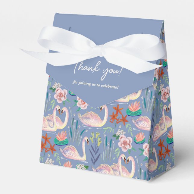 Niedlicher Swan Bird Elegant Blue & Pink Baby Dusc Geschenkschachtel (Vorderseite)