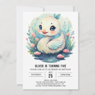 Niedlicher Swan Bird Geburtstag Einladung