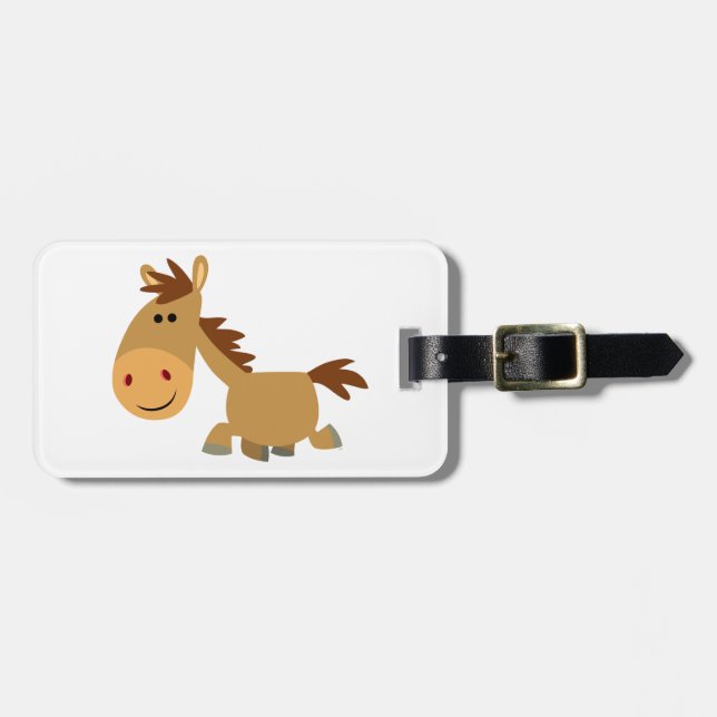 Niedlicher Sweet Cartoon Horse Gepäckträger Gepäckanhänger (Vorderseite horizontal)