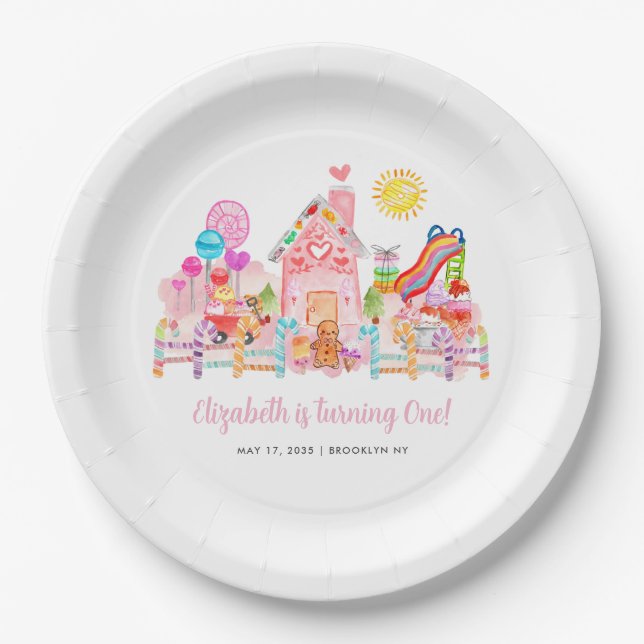 Niedlicher Sweet Celebration Candyland Kindergebur Pappteller (Vorderseite)