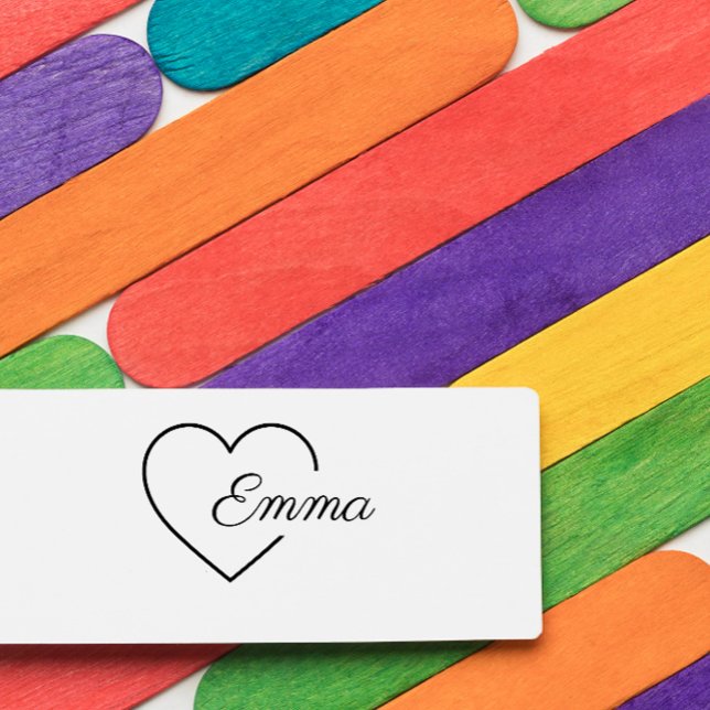 Niedlicher Sweet Heart Girl Personalisierter Name Permastempel (Von Creator hochgeladen)