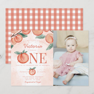 Niedlicher Sweet Peach, das 1. Geburtstag Party Einladung