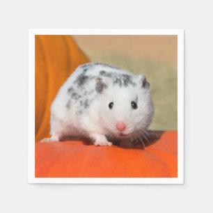 Niedlicher syrischer Hamster Weiße Gepunktete Zwe Serviette
