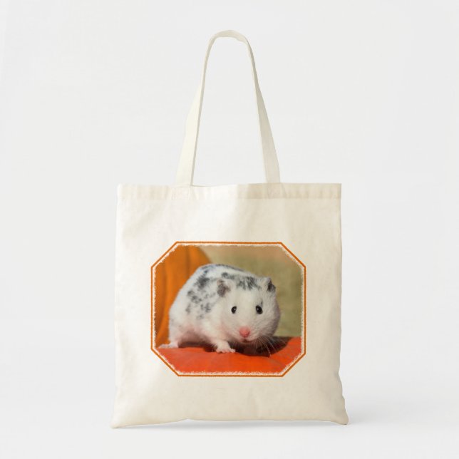 Niedlicher syrischer Hamster White Black Gepunktet Tragetasche (Vorne)