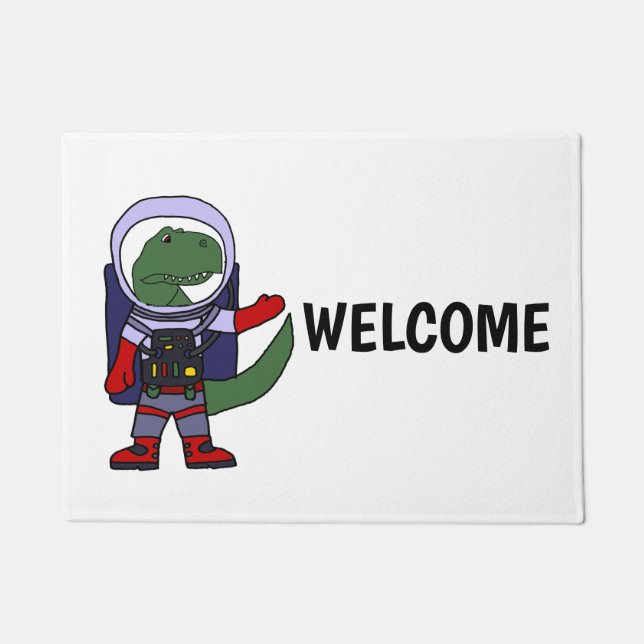 Niedlicher T-rex Dinosaurier im Spacesuit-Cartoon Fußmatte (Vorderseite)