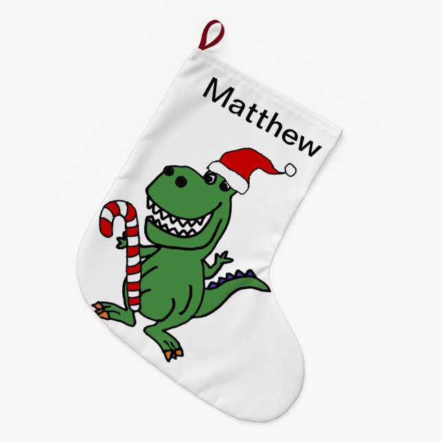 Niedlicher T-rex Dinosaurier in der Großer Weihnachtsstrumpf (Vorderansicht (hängend))