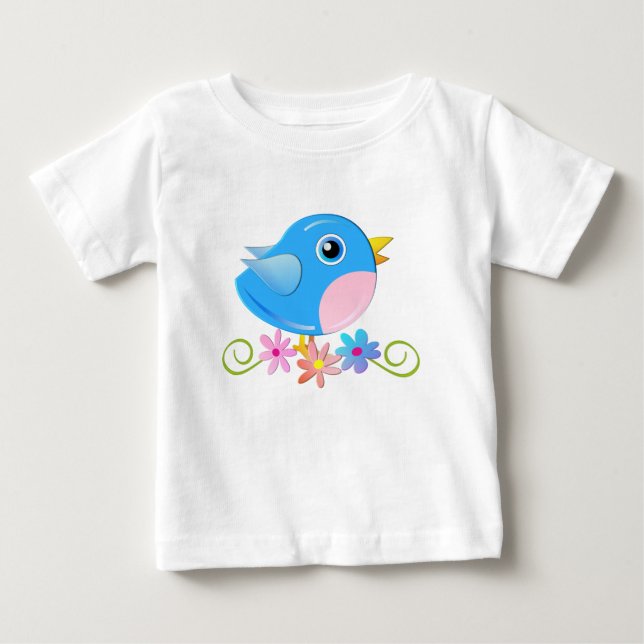 Niedlicher T - Shirt mit Blue Baby Bird (Vorderseite)