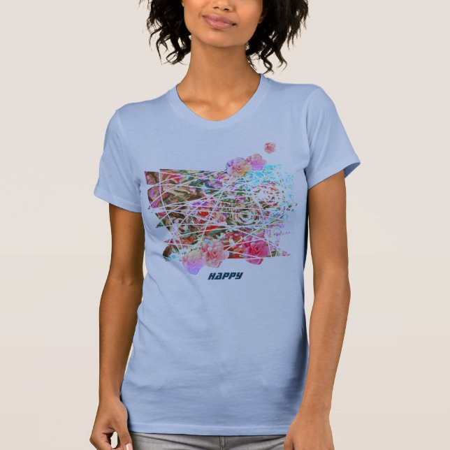 Niedlicher T - Shirt mit halb abstrakten Blume (Vorderseite)