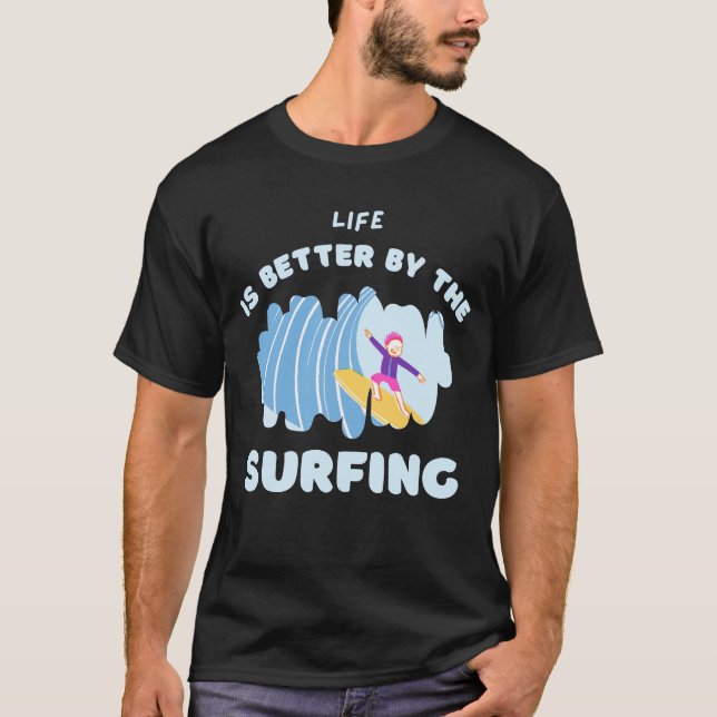 Niedlicher T - Shirt mit Surfdesign (Vorderseite)