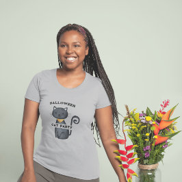 niedlicher T - Shirt von Black Cat Halloween-Party