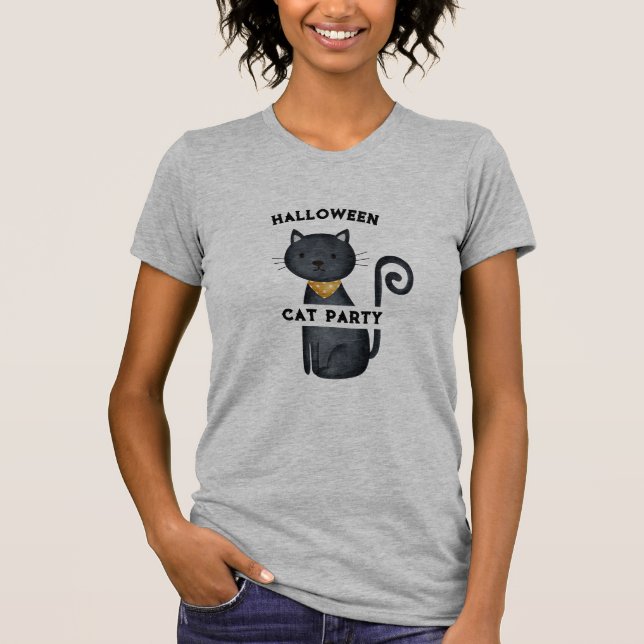 niedlicher T - Shirt von Black Cat Halloween-Party (Vorderseite)