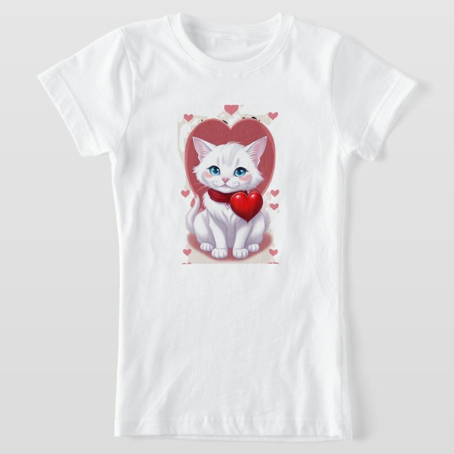 Niedlicher T - Shirt von White Cat Cartoon (Von Creator hochgeladen)