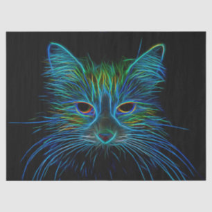 Niedlicher Tabby Cat Design Blue Green Black Pop A Seidenpapier