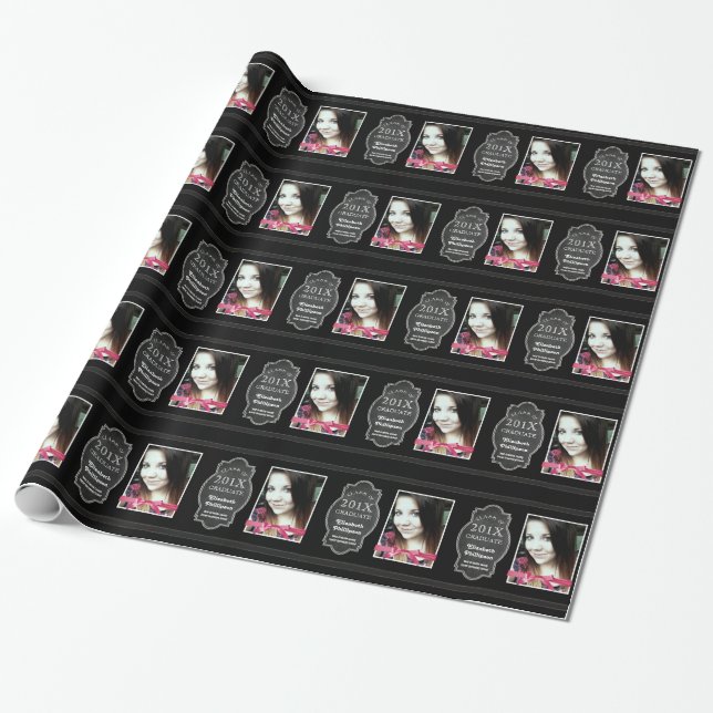 Niedlicher Tafel-und Absolvent-Foto-Abschluss Geschenkpapier (Ungerollt)