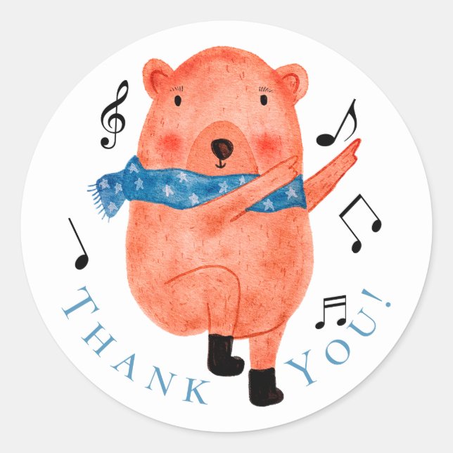 Niedlicher Tanzbär Vielen Dank Sticker (Vorderseite)