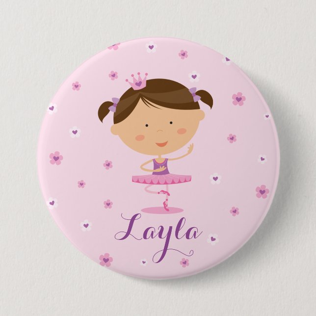 Niedlicher Tänzer-Ballerina-Mädchen-Knopf Button (Vorderseite)