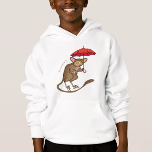 Niedlicher Tarsier mit Schirm-Cartoon-Abbildung Hoodie
