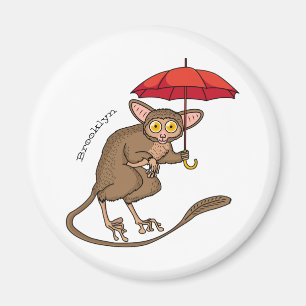 Niedlicher Tarsier mit Schirm-Cartoon-Abbildung Magnet