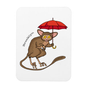 Niedlicher Tarsier mit Schirm-Cartoon-Abbildung Magnet