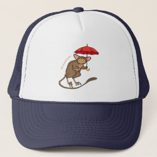 Niedlicher Tarsier mit Schirm-Cartoon-Abbildung Truckerkappe