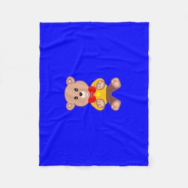 Niedlicher Teddy Bär auf Blue Fleece Blanket (Vorderseite)