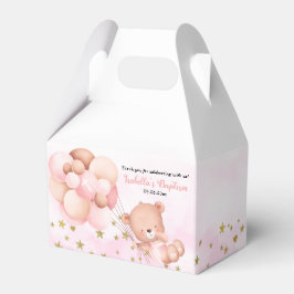 Niedlicher Teddy Bär & Balloons Pink Girl Taufe Geschenkschachtel