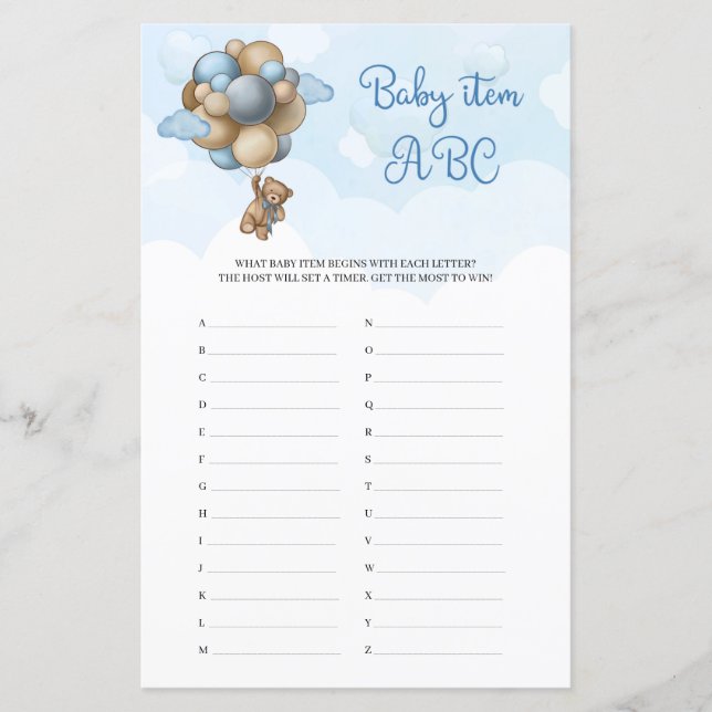 Niedlicher Teddy-Bär blaubeige Ballons Baby Item A (Vorderseite)