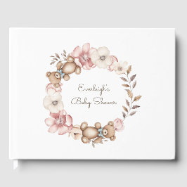 Niedlicher Teddy Bär Blumenreath Gästebuch