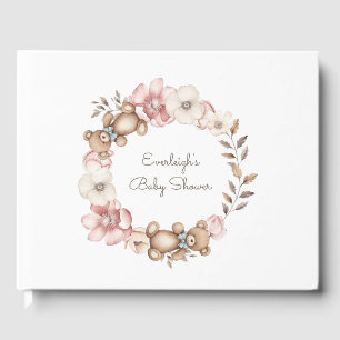 Niedlicher Teddy Bär Blumenreath Gästebuch