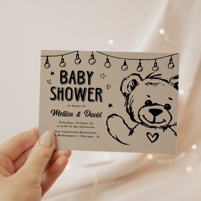 Niedlicher Teddy Bär | Einladung der Babydusche (Von Creator hochgeladen)