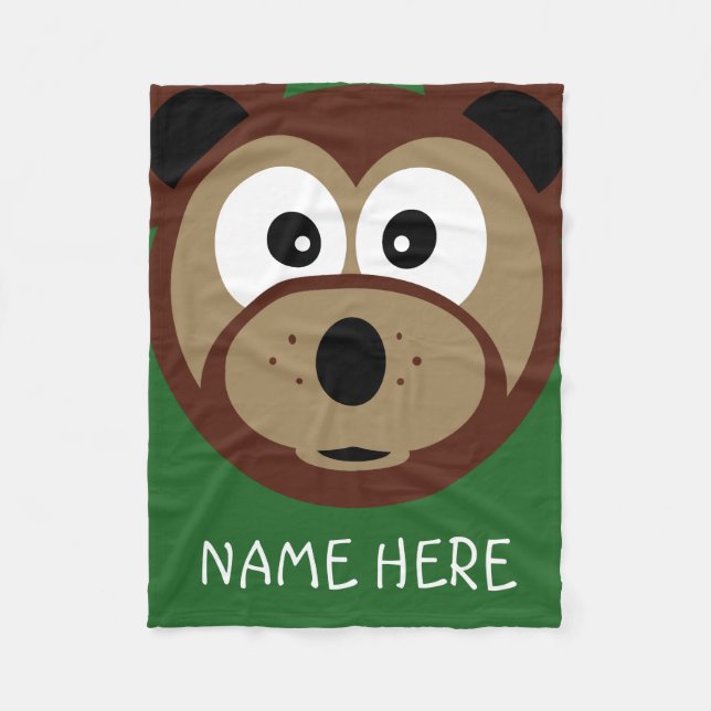 Niedlicher Teddy Bär Face Kinder Individuelle Name Fleecedecke (Vorderseite)