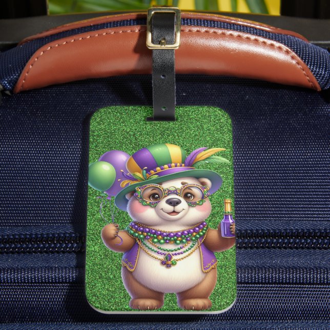 NIEDLICHER TEDDY-BAR FÜR MARDI GRAS GEPÄCKANHÄNGER (Vorderseite Insitu 2)