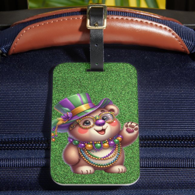 NIEDLICHER TEDDY-BAR FÜR MARDI GRAS GEPÄCKANHÄNGER (Vorderseite Insitu 2)