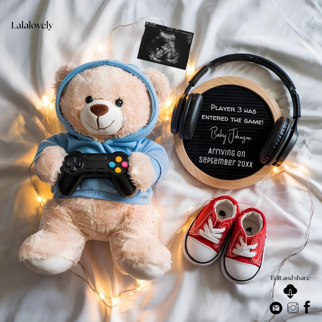 Niedlicher Teddy Bär Gamer Pregnancy Ankündigung (Von Creator hochgeladen)