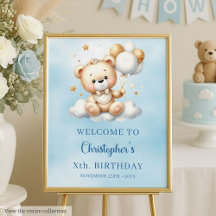 Niedlicher Teddy Bär Geburtstag Willkommen Blue Go