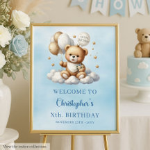 Niedlicher Teddy Bär Geburtstag Willkommen Blue Go