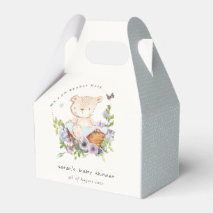 Niedlicher Teddy Bär in Blume Basket Blue Baby Dus Geschenkschachtel
