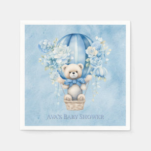 Niedlicher Teddy Bär in Hot Air Balloon Baby Dusch Serviette