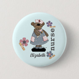 Niedlicher Teddy Bar Individuelle Name Button für