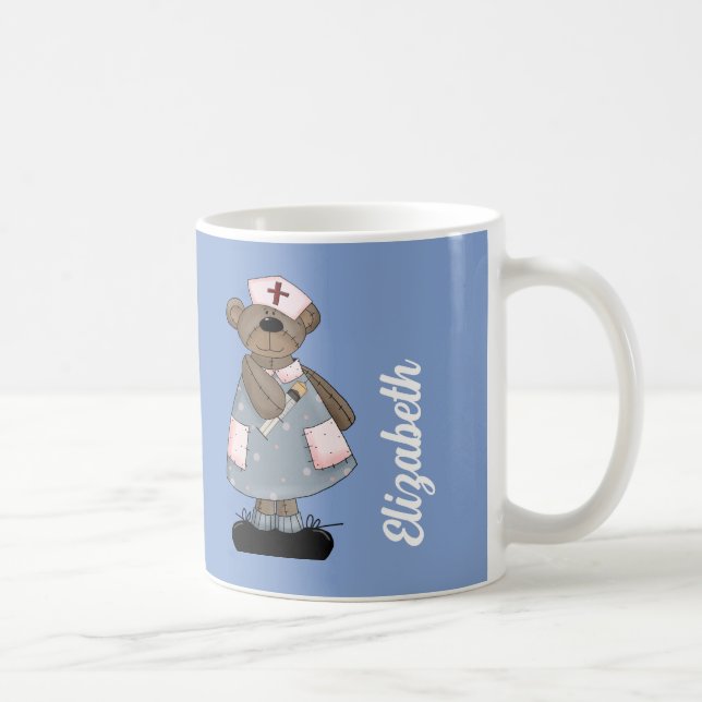 Niedlicher Teddy Bär Individuelle Name Geschenkide Kaffeetasse (Rechts)