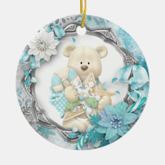 Niedlicher Teddy Bär Keramik Ornament (Vorne)