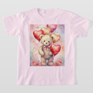 Niedlicher Teddy Bär mit Birthday Balloons Girl T-Shirt