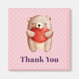 Niedlicher Teddy Bär mit einem roten Herz Danke Magnet