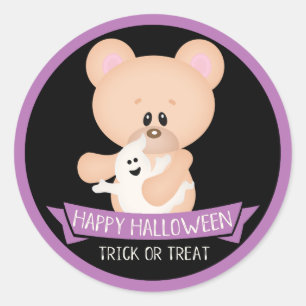 Niedlicher Teddy Bär mit Geist - Halloween Runder Aufkleber