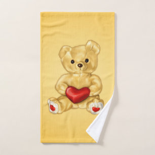 Niedlicher Teddy-Bär mit Herz-Gelb für Mädchen Handtuch