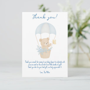 Niedlicher Teddy Bär mit Parachute Baby Dusche Dankeskarte
