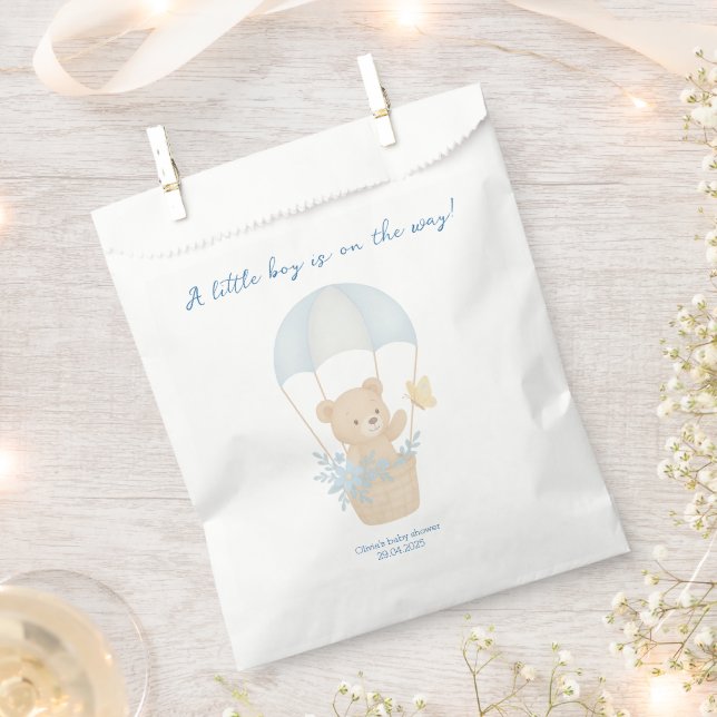 Niedlicher Teddy Bär mit Parachute Baby Dusche Geschenktütchen (Ausgeschnitten)