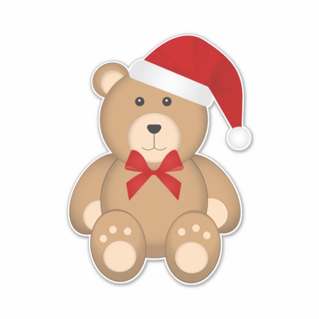 Niedlicher Teddy-Bär mit Weihnachtsmannmütze Aufkleber (Vorderseite)