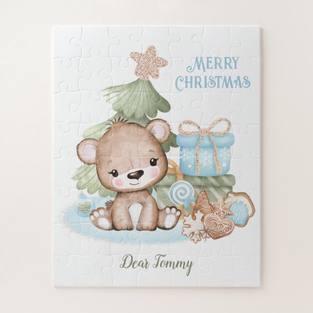 Niedlicher Teddy Bär Personalisiert Weihnachten (Vertikal)